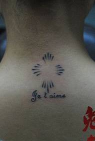 კისრის მცირე ჯვარი წერილი tattoo ნიმუში