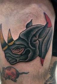 ніг колір старої школи носоріг татуювання голова візерунок
