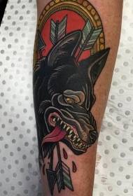 Arm Farbe Dämon Wolfskopf im Pfeil Tattoo Muster