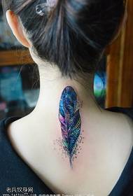 colorful feather tattoo pattern
