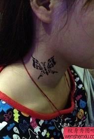 girl neck Classic totem butterfly tattoo pattern