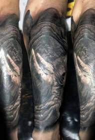 Arm schwarz grau realistisch großen Nashornkopf Tattoo-Muster