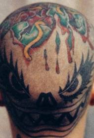 cabeça cor crânio monstro tatuagem padrão
