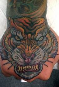 повернути назад стиль старого стилю природного кольору татуювання сердитий тигр на голову