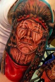 lub xub pwg xim Indian tus cwj pwm portrait tattoo txawv