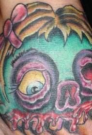ръка назад Цвят татуировка на главата на момиченцето зомби
