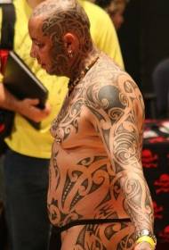 männlech all schwaarz Totem Tattoo Muster