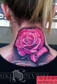 紋身展示圖片：美麗的玫瑰紋身圖案美麗脖子的圖片33814脖子紋身圖案：脖子圖騰愛紋身圖案