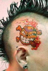 head color smoking angry skull tattoo