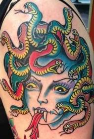 schouderkleur Medusa Head tattoo patroon