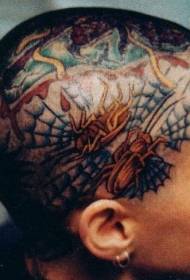 hoofdkleur kever spinnenweb tattoo patroon