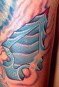 pola tattoo panah sapertos kartun-biru