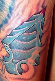 modello di tatuaggio freccia blu simile al cartone animato