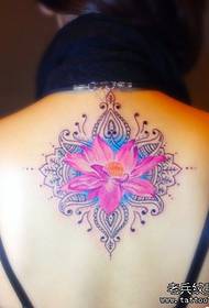 La barra dello spettacolo del tatuaggio ha raccomandato un modello di tatuaggio di loto color collo femminile
