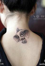 Kawaii big eyes baby elephant tattoo pattern