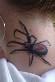 um padrão de tatuagem de aranha no pescoço