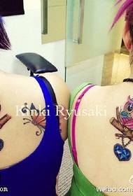cute color owl tattoo pattern