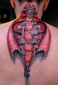 Рекомендується механічний малюнок татуювання на шиї