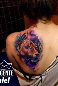 boja ramena stil šarene glave lav Tattoo slike