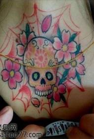 beautiful neck skull cherry tattoo pattern