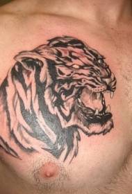 torace modello di tatuaggio testa di tigre in stile asiatico nero