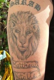 рамена сива лав глава пригодни узорак тетоважа