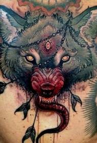 galvos spalva baisus kruvinas velnio vilko tatuiruotės paveikslėlis