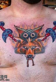 Törzsi farkas fej nyaklánc tetoválás minta