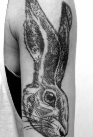 modèle de tatouage tête de lapin gris bras noir
