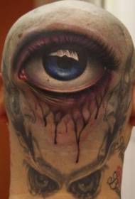 ћелави мушки облик личности око тетоважа очију