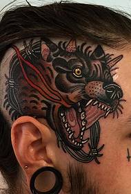 head school testa di lupo Modello di tatuaggio dipinto