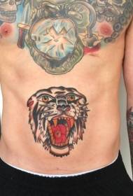 vatsa vanha tyyli värillinen leijonan pää tatuointi