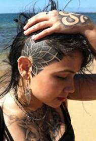 a variety of handsome black point thorn abstraction Line head tattoo pattern