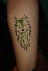 arm black wolf head totem tattoo pattern