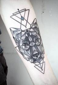 modello di tatuaggio testa di lupo stile geometrico semplice braccio