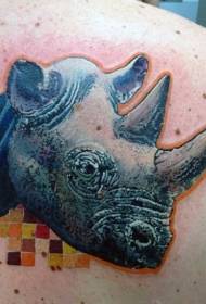 balikat modernong istilo ng kulay makatotohanang rhinoceros ulo ng larawan ng tattoo