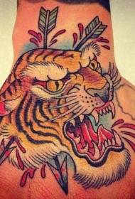 Hand zurück Stil altmodisch wütend Tiger Tattoo Bild
