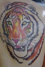 modello di tatuaggio testa di tigre di colore spalla maschile