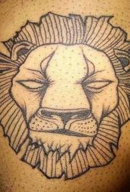 पैर काली लाइन शेर सिर टैटू चित्र