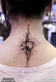 woman neck creative ink Tai Chi tattoo picture