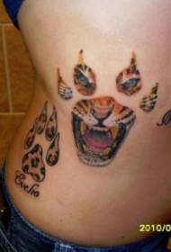 talio koloro tigro paŭto presaĵo kaj tigro tatuaje ŝablono