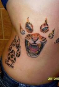 estampado de pata de tigre de color de cintura y patrón de tatuaje de tigre