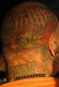 glava azijski slog barvni lik Tang lev vzorec tatoo