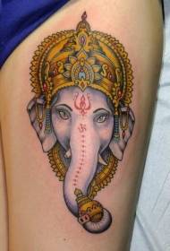 noga Kolor słodkiego słonia wzór tatuażu
