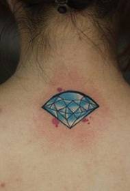 modello di tatuaggio diamante blu collo ragazza