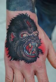 ruku natrag Boja ljuta gorila uzorak tetovaža glave