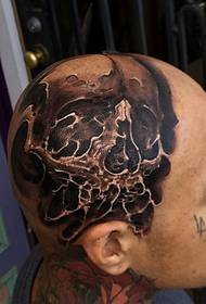 남성 성격 머리 두개골 어두운 검은 문신 패턴