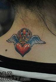 moda bonaspekta kolo amo flugiloj krono tatuaje ŝablono