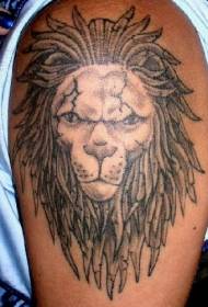 skulder realistisk løvehode tatoveringsmønster