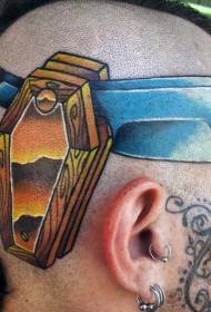 Боја на главата оригинален дизајн ковчег и тетоважа на сечилото